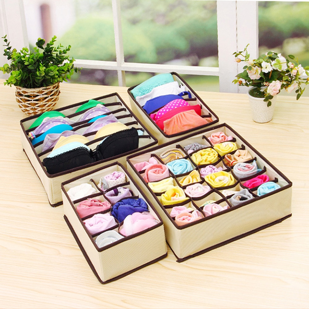 Multi-size Foldable Storage Boxes Underwear Closet Drawer Divider Lidded Closet Organizer Storage Box For Ties Socks Bra Bedroom Multi-size Foldable Storage Boxes Underwear Closet Drawer Divider Lidded Closet Organizer Storage Box For Ties Socks Bra Bedroom