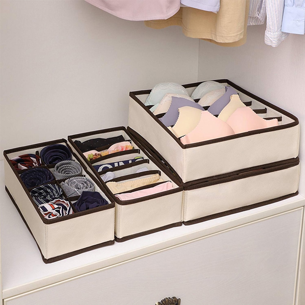 Multi-size Foldable Storage Boxes Underwear Closet Drawer Divider Lidded Closet Organizer Storage Box For Ties Socks Bra Bedroom Multi-size Foldable Storage Boxes Underwear Closet Drawer Divider Lidded Closet Organizer Storage Box For Ties Socks Bra Bedroom