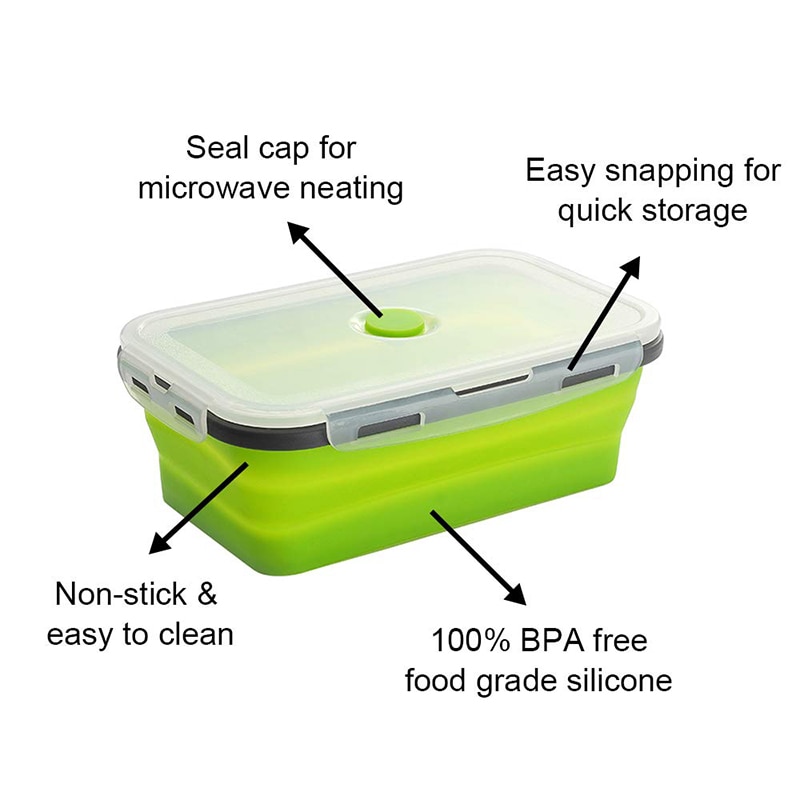 4 Sizes Collapsible Silicone Food Container Portable Bento Lunch Box Microware Home Kitchen Outdoor Food Storage Containers Box