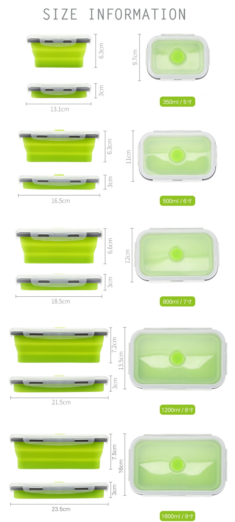 4 Sizes Collapsible Silicone Food Container Portable Bento Lunch Box Microware Home Kitchen Outdoor Food Storage Containers Box