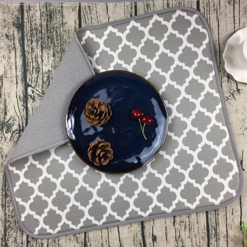 Tofok Dish Drying Mat Tea Towel Cushion Pad Tableware Bar Microfiber Absorbent Placemat For Kitchen Hotel Sink Drainer 30*40cm