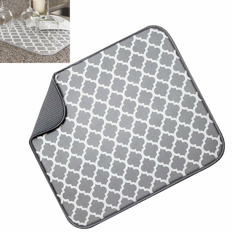 Tofok Dish Drying Mat Tea Towel Cushion Pad Tableware Bar Microfiber Absorbent Placemat For Kitchen Hotel Sink Drainer 30*40cm