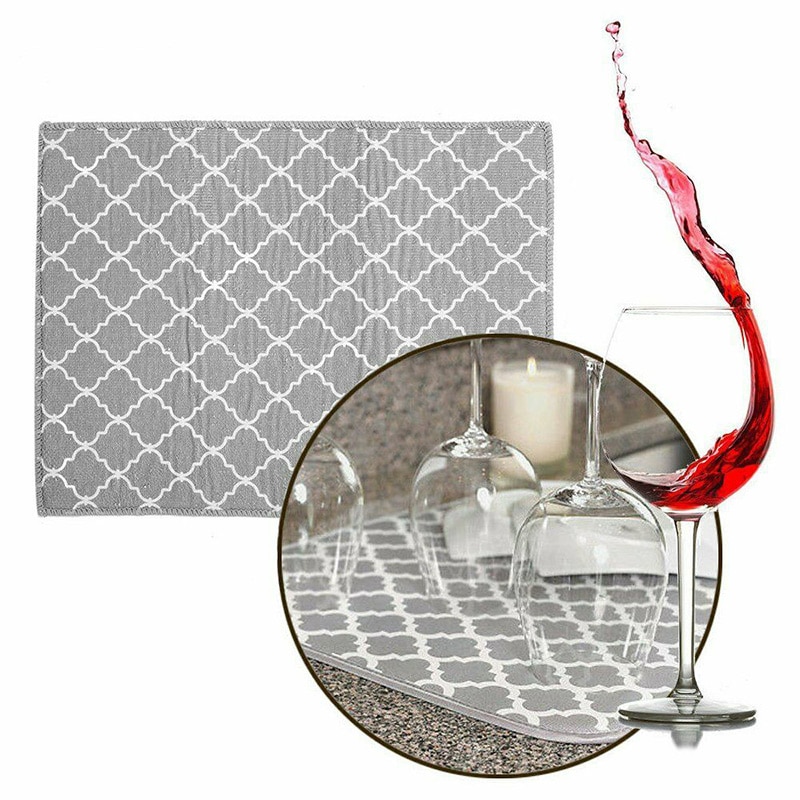 Tofok Dish Drying Mat Tea Towel Cushion Pad Tableware Bar Microfiber Absorbent Placemat For Kitchen Hotel Sink Drainer 30*40cm