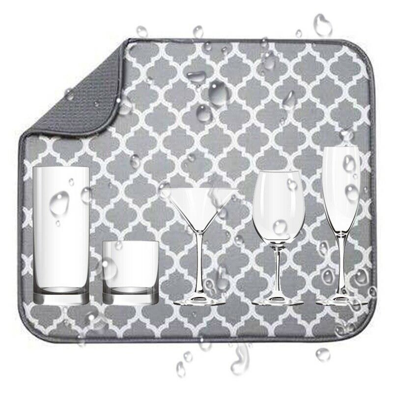 Tofok Dish Drying Mat Tea Towel Cushion Pad Tableware Bar Microfiber Absorbent Placemat For Kitchen Hotel Sink Drainer 30*40cm