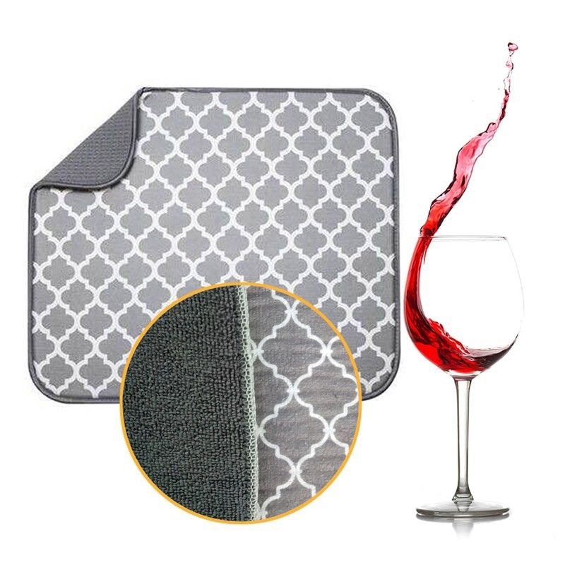 Tofok Dish Drying Mat Tea Towel Cushion Pad Tableware Bar Microfiber Absorbent Placemat For Kitchen Hotel Sink Drainer 30*40cm