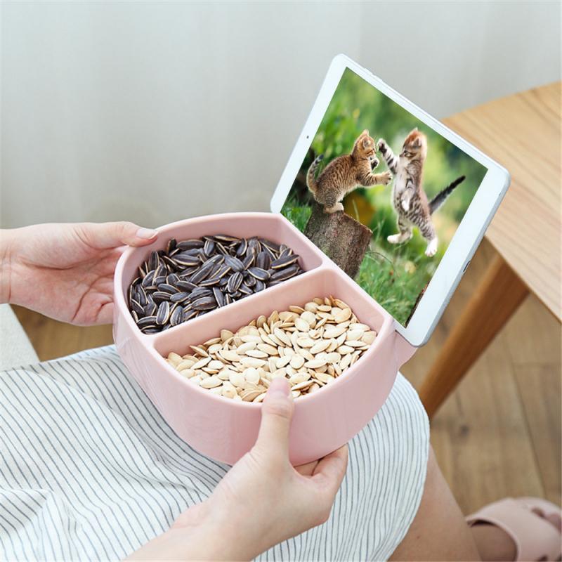 Ladybug Shape Snack Bowl Plastic Snack Storage Box Seeds Nuts And Dry Fruits Storage Box Plate Dish Organizer With Phone Holder