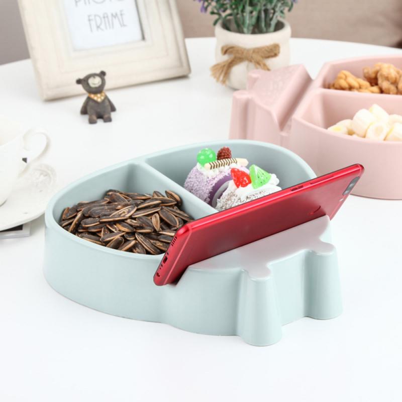Ladybug Shape Snack Bowl Plastic Snack Storage Box Seeds Nuts And Dry Fruits Storage Box Plate Dish Organizer With Phone Holder
