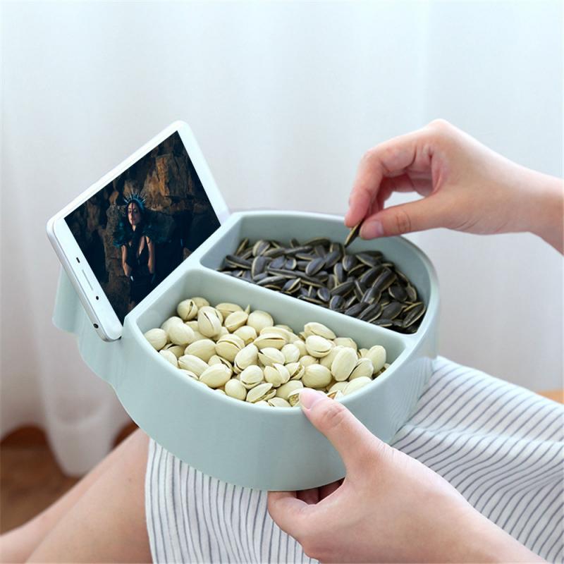 Ladybug Shape Snack Bowl Plastic Snack Storage Box Seeds Nuts And Dry Fruits Storage Box Plate Dish Organizer With Phone Holder