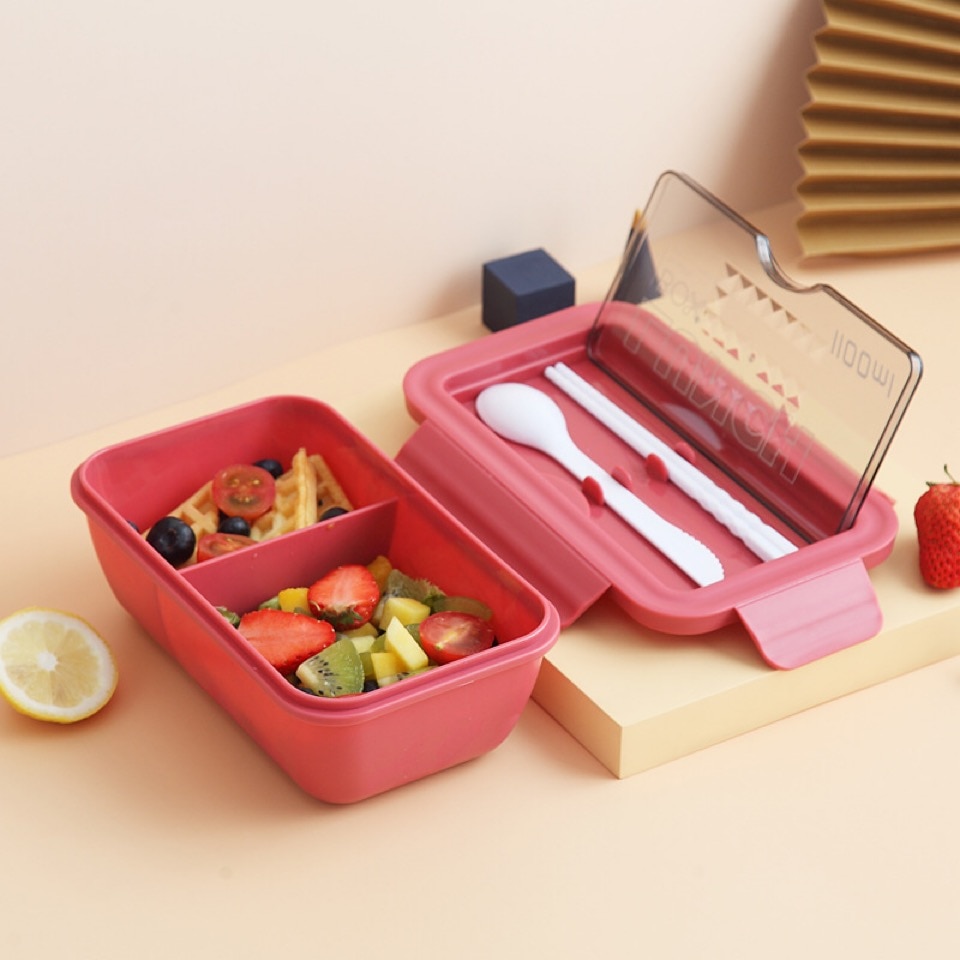 1100ml Microwave Lunch Box Portable 2 Layer Food Container Healthy Lunch Bento Boxes Lunchbox With Cutlery Free Shipping