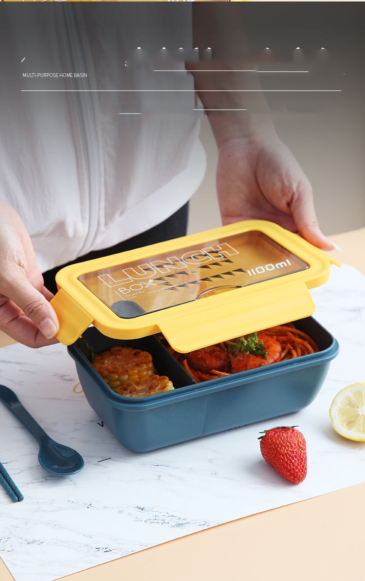 1100ml Microwave Lunch Box Portable 2 Layer Food Container Healthy Lunch Bento Boxes Lunchbox With Cutlery Free Shipping