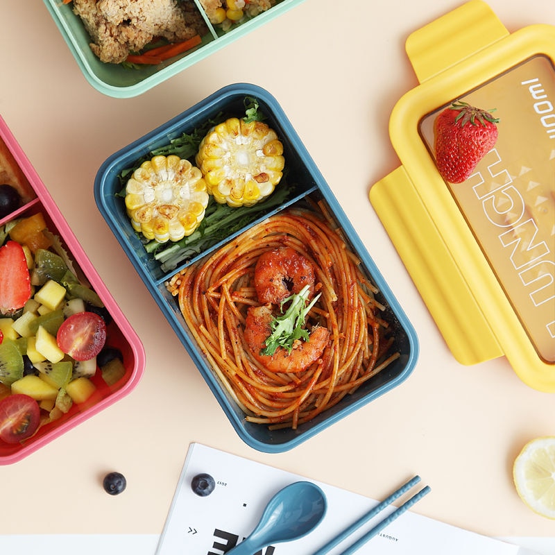 1100ml Microwave Lunch Box Portable 2 Layer Food Container Healthy Lunch Bento Boxes Lunchbox With Cutlery Free Shipping