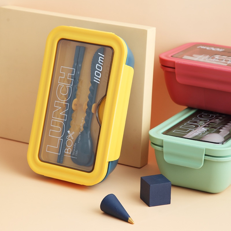 1100ml Microwave Lunch Box Portable 2 Layer Food Container Healthy Lunch Bento Boxes Lunchbox With Cutlery Free Shipping