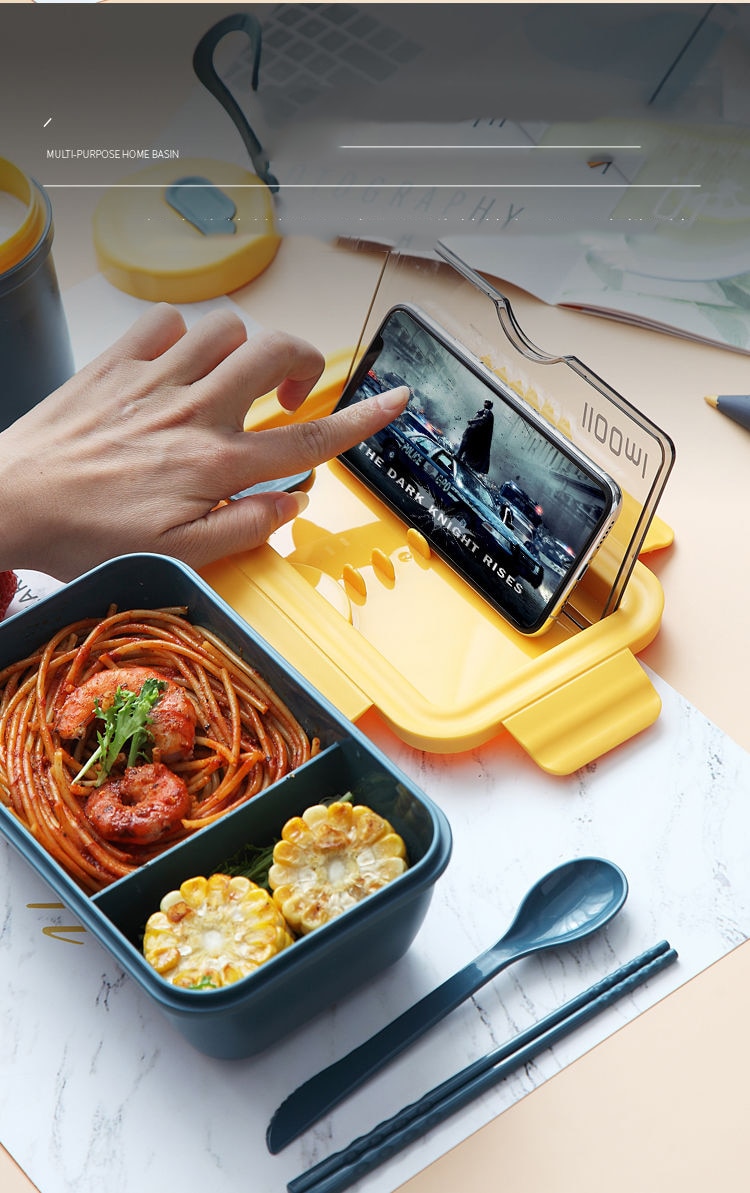 1100ml Microwave Lunch Box Portable 2 Layer Food Container Healthy Lunch Bento Boxes Lunchbox With Cutlery Free Shipping