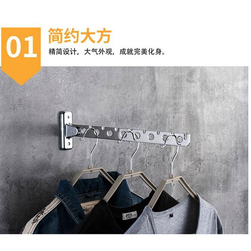 Wall Mounted Hanger Stainless Steel Indoor Space Saving Clothes Hangers 6 /8 Hole Wall Hanger Clothes Drying Rack With Screw