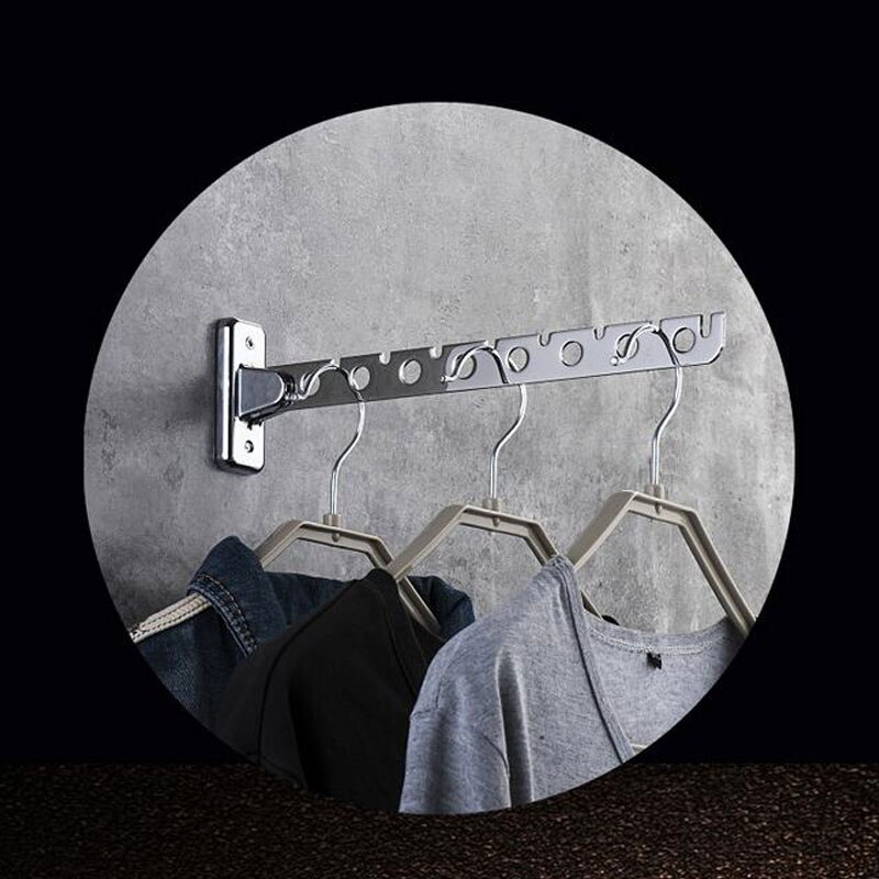 Wall Mounted Hanger Stainless Steel Indoor Space Saving Clothes Hangers 6 /8 Hole Wall Hanger Clothes Drying Rack With Screw