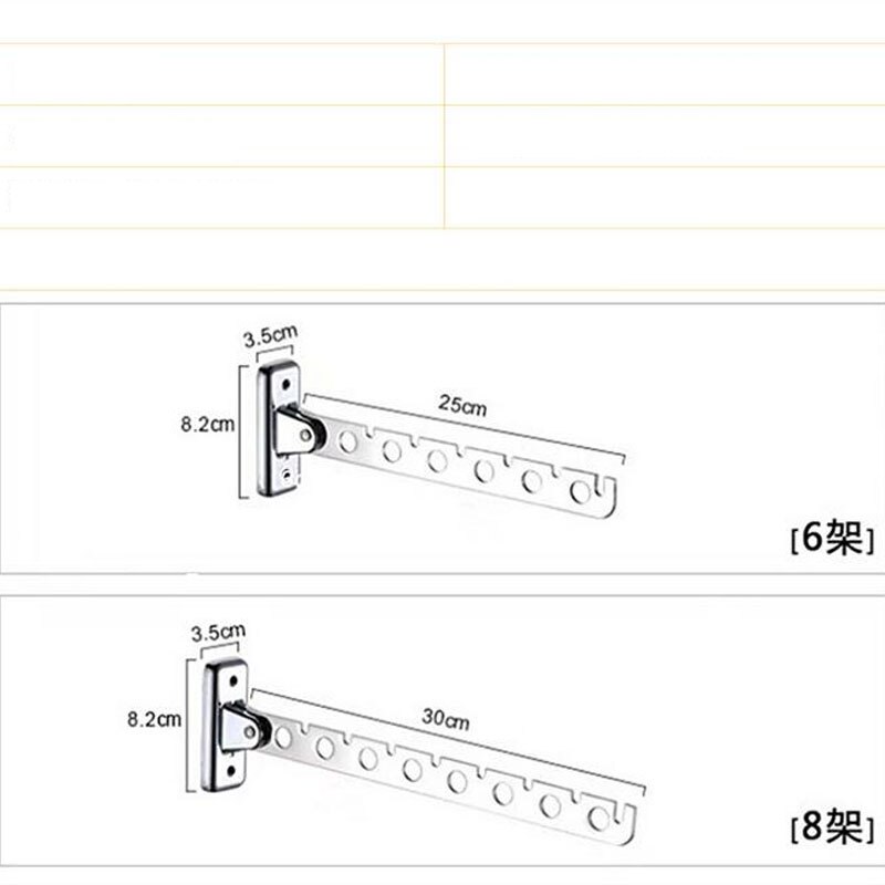Wall Mounted Hanger Stainless Steel Indoor Space Saving Clothes Hangers 6 /8 Hole Wall Hanger Clothes Drying Rack With Screw