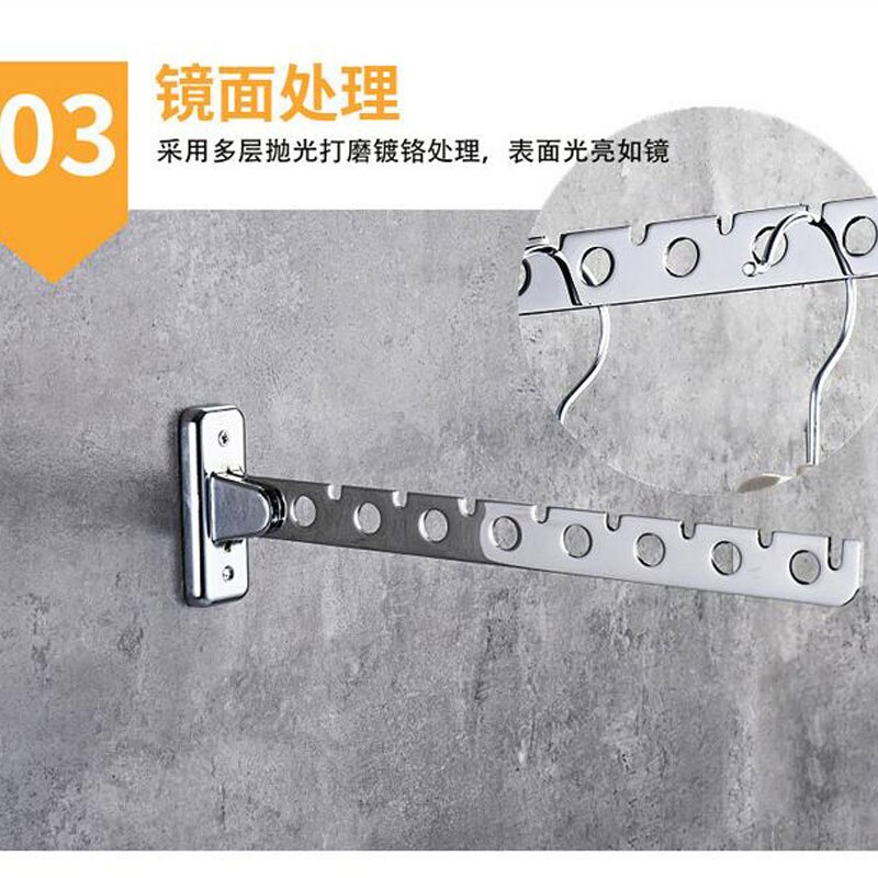 Wall Mounted Hanger Stainless Steel Indoor Space Saving Clothes Hangers 6 /8 Hole Wall Hanger Clothes Drying Rack With Screw
