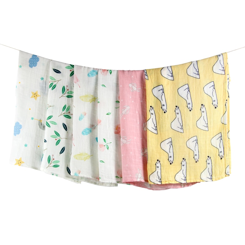 Newborn Blankets Bamboo Bath Baby Swaddle Kids Muslin Organic Cotton Fabric Super Soft Stuff Girls Burp Cloth Towel Monthly Wrap