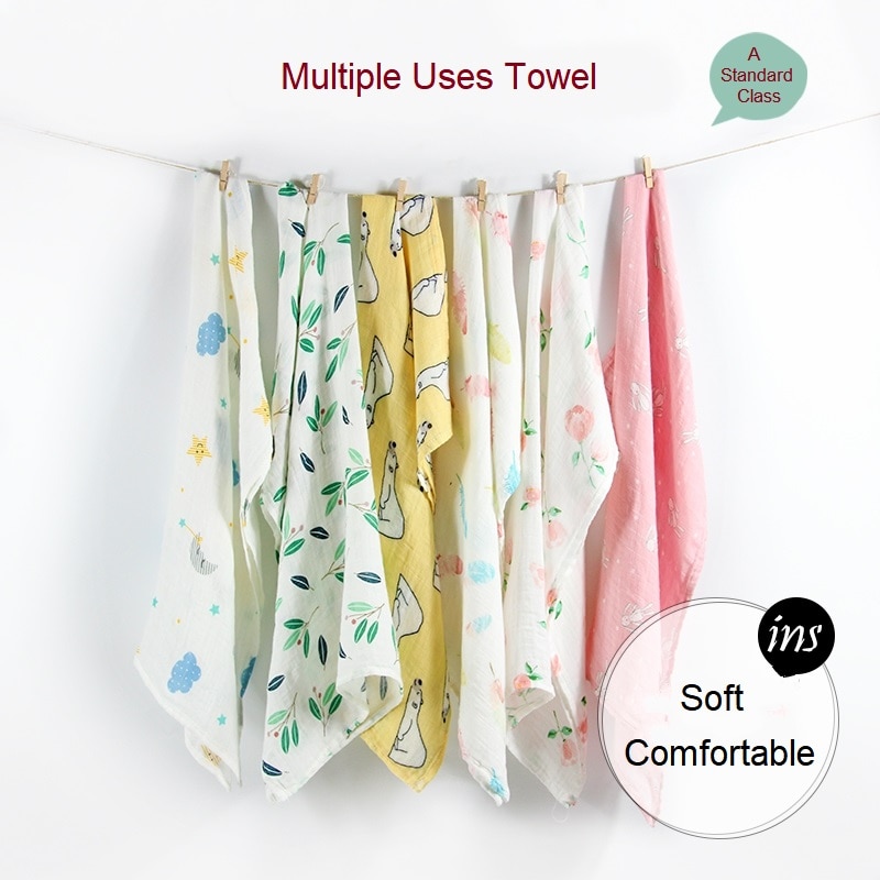 Newborn Blankets Bamboo Bath Baby Swaddle Kids Muslin Organic Cotton Fabric Super Soft Stuff Girls Burp Cloth Towel Monthly Wrap